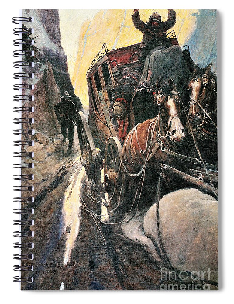 1906 Spiral Notebook featuring the photograph Stagecoach Robbers by Granger