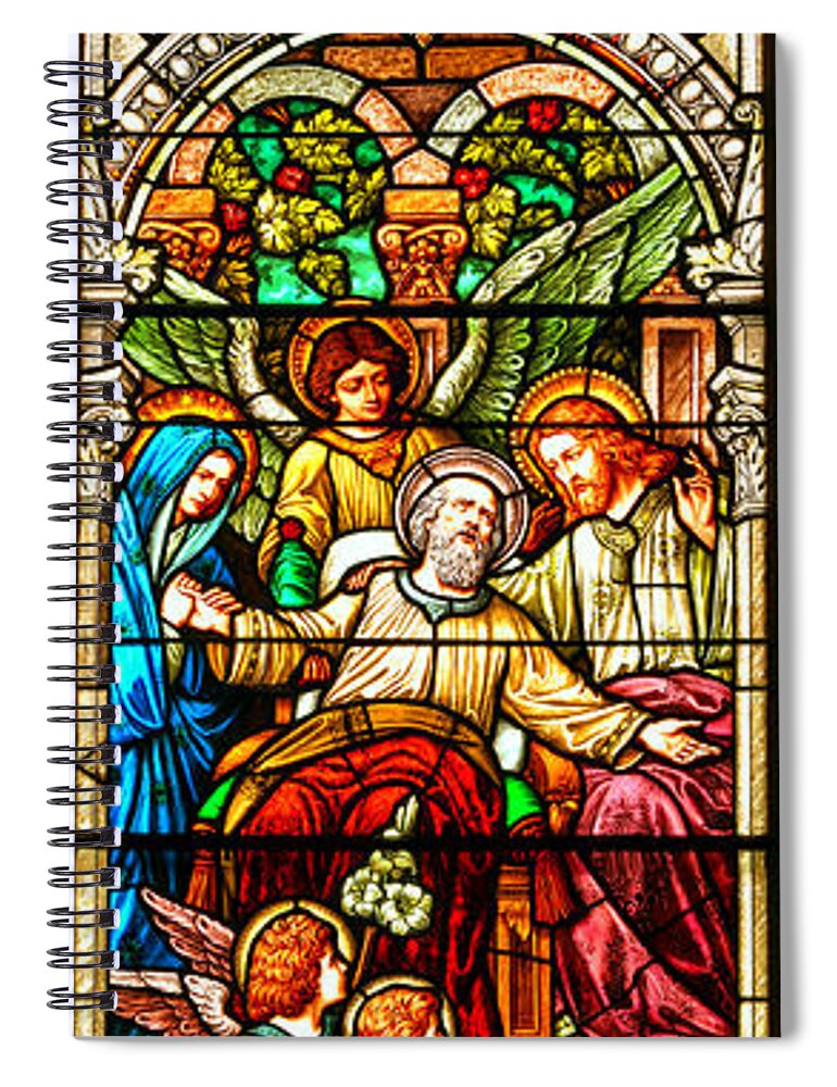 Cathedral Of The Plains Spiral Notebook featuring the photograph Stained Glass Scene 1 - 4 by Adam Jewell