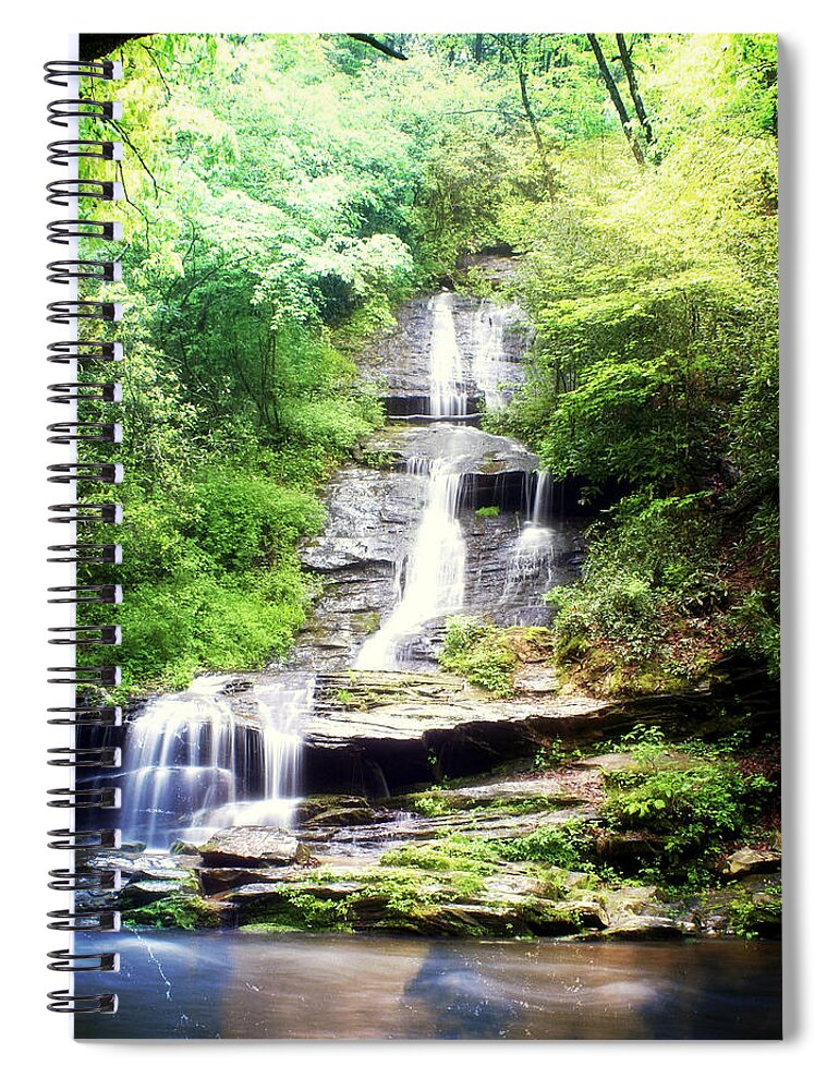 Waterfall. Great Smoky Mountains National Park Spiral Notebook featuring the photograph Stair Step by Marty Koch