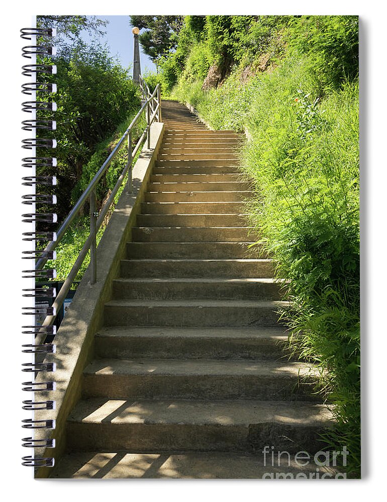 Wingsdomain Spiral Notebook featuring the photograph Stairs Walkways Passages and Quiet Places of Sausalito California DSC6094 by Wingsdomain Art and Photography