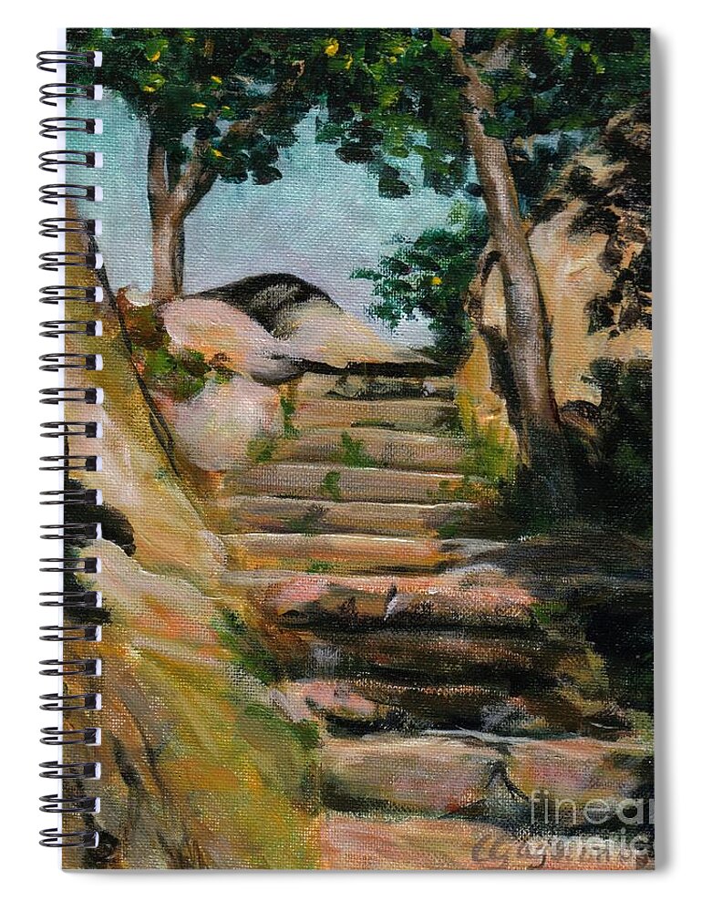 Stair Spiral Notebook featuring the painting Stairway to Heaven by Claire Gagnon