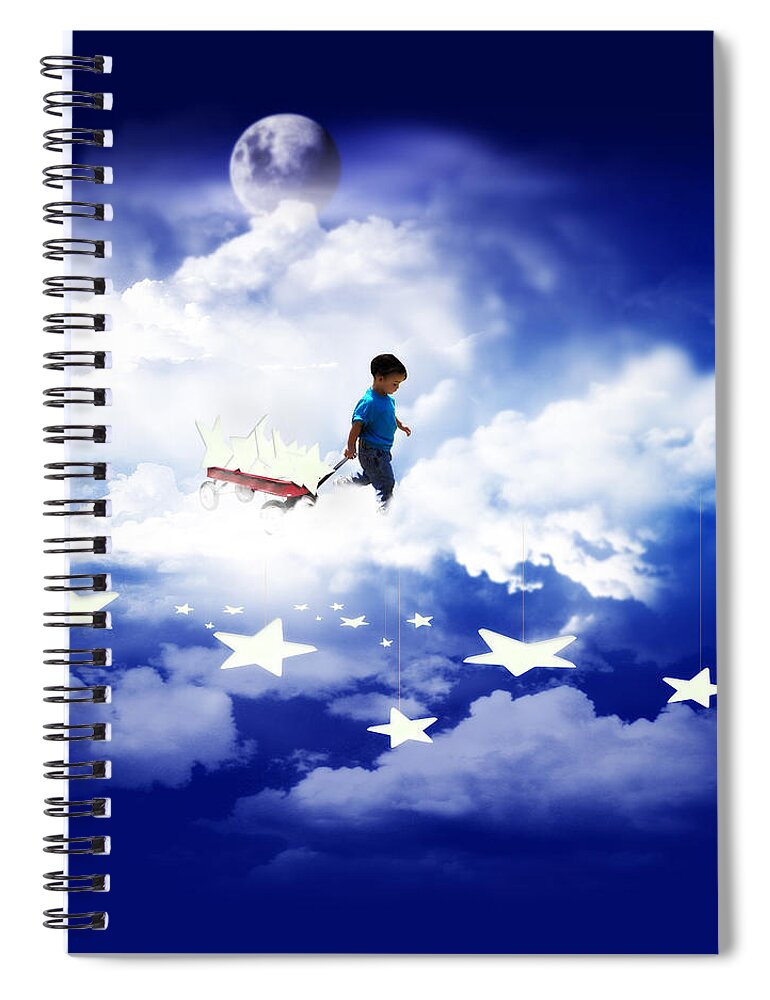 Stars Spiral Notebook featuring the mixed media Star Boy by Gravityx9 Designs