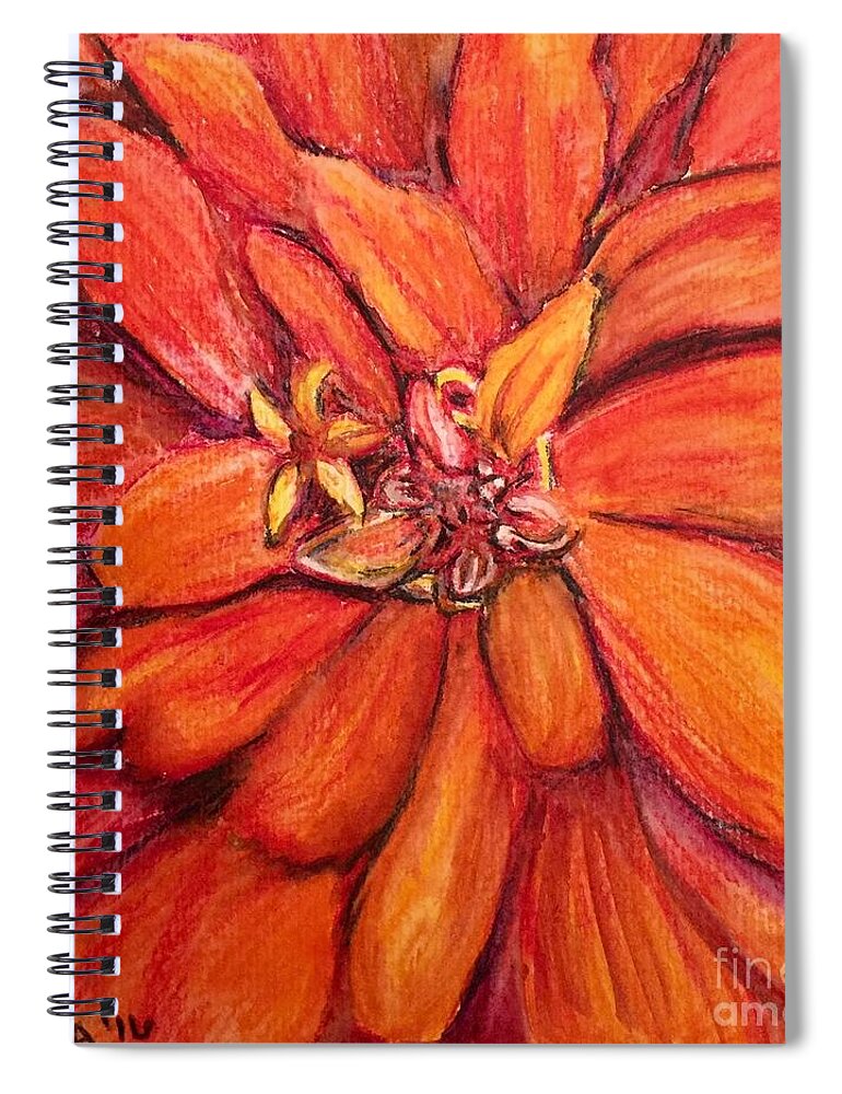 Macro Spiral Notebook featuring the drawing Star Flower by Vonda Lawson-Rosa