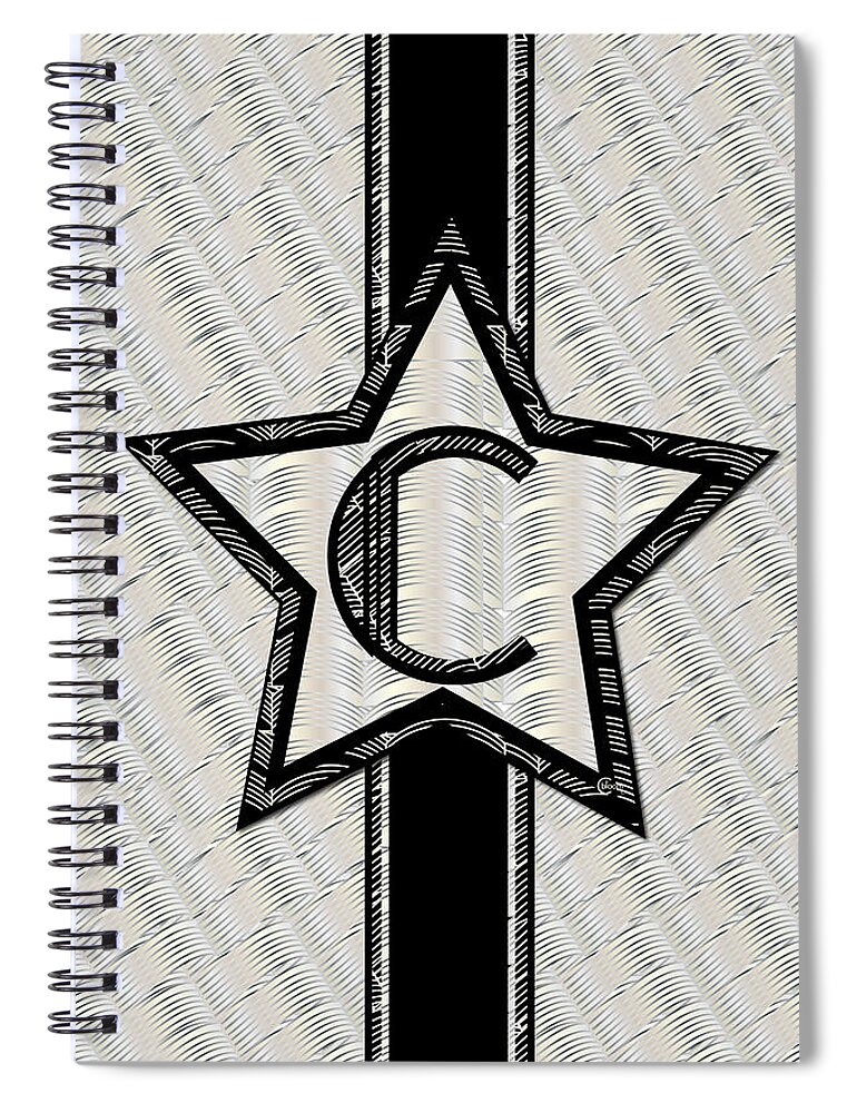 Star Of The Show Art Deco Monogram C Spiral Notebook featuring the painting Star of the Show Art Deco Monogram C by Cecely Bloom
