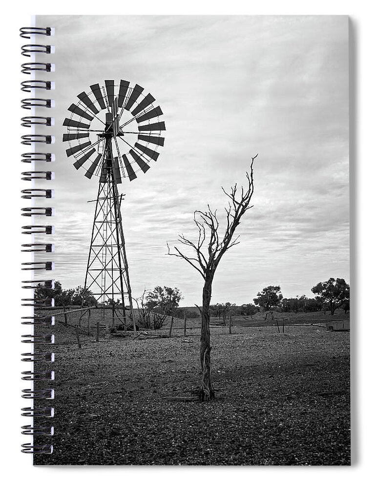 Windmill Spiral Notebook featuring the photograph Stark Silhouettes by Catherine Reading