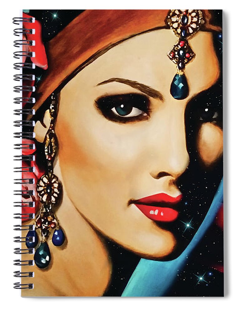 Gypsy Spiral Notebook featuring the mixed media Starlight Rose by Robyn Chance