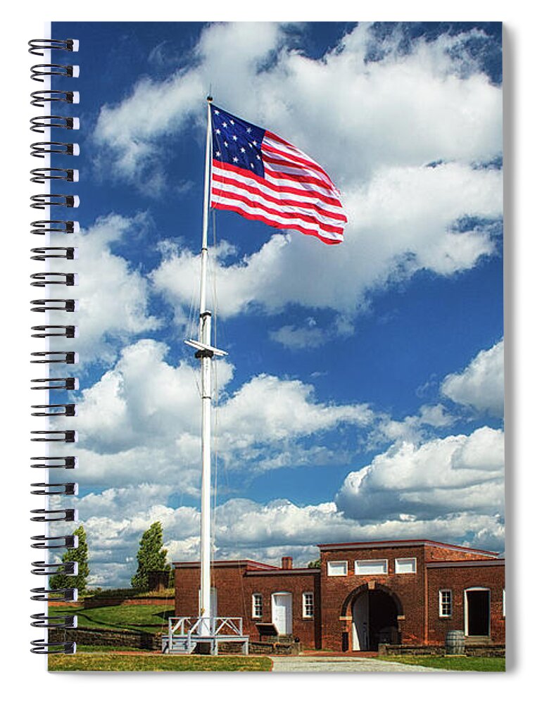 Fort Mchenry Spiral Notebook featuring the photograph Stars And Stripes Over Fort McHenry Parade Grounds by Bill Swartwout