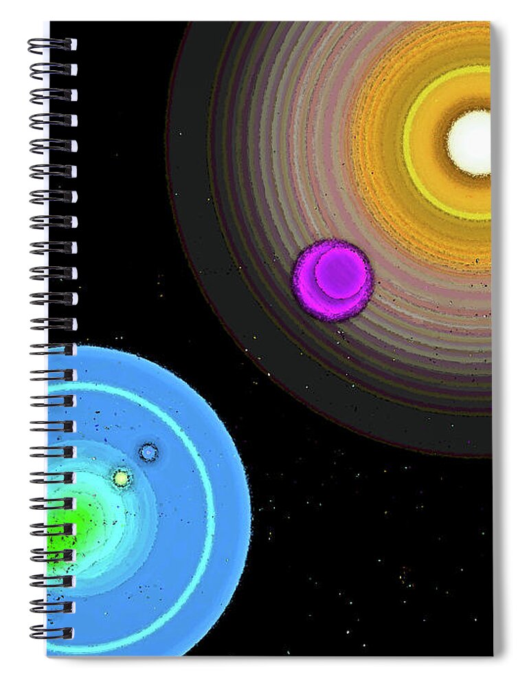 Abstract Spiral Notebook featuring the digital art Stars by Lenore Senior