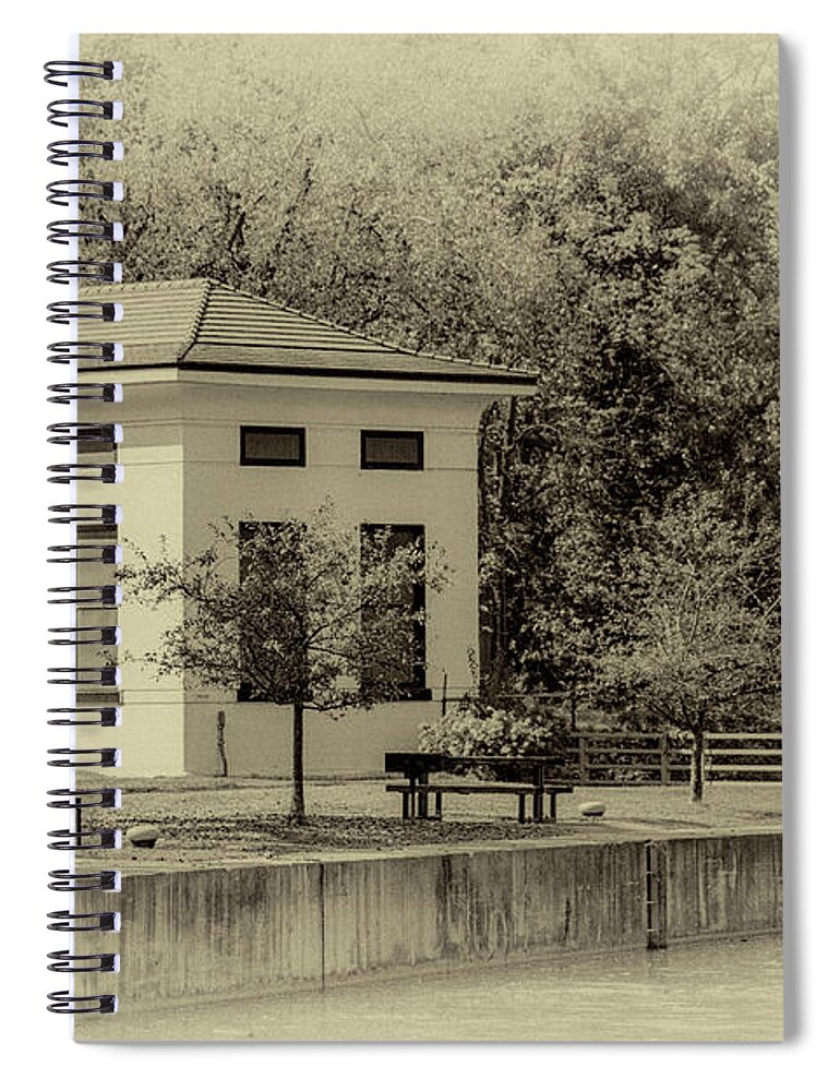 Erie Canal Spiral Notebook featuring the photograph Station House in B/W by William Norton