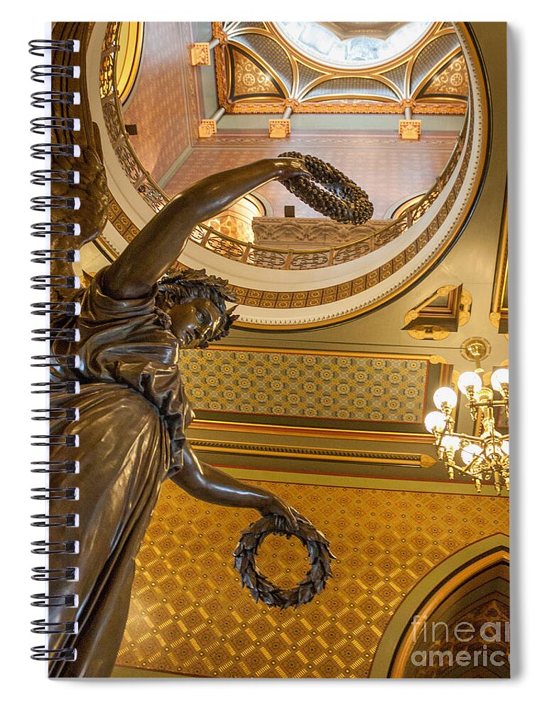 Architecture Spiral Notebook featuring the photograph Statue of Genius Vertical by Thomas Marchessault