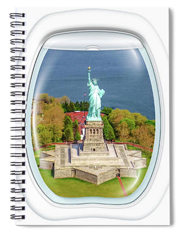 New York Spiral Notebook featuring the photograph Statue of Liberty Portholes by Benny Marty