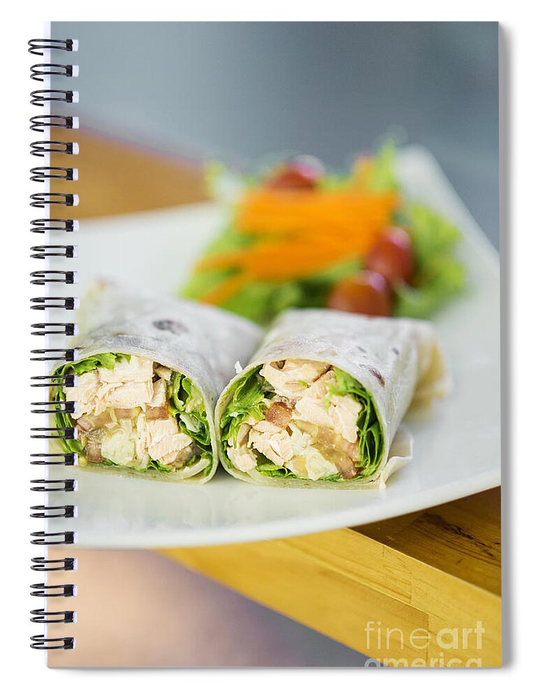 Conscious Spiral Notebook featuring the photograph Steamed Salmon And Salad Wrap by JM Travel Photography