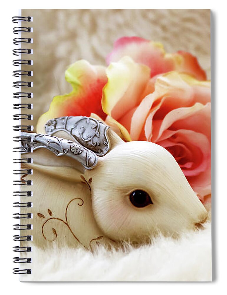 Ornate Spiral Notebook featuring the photograph Steampunk Bunny by Susan Vineyard