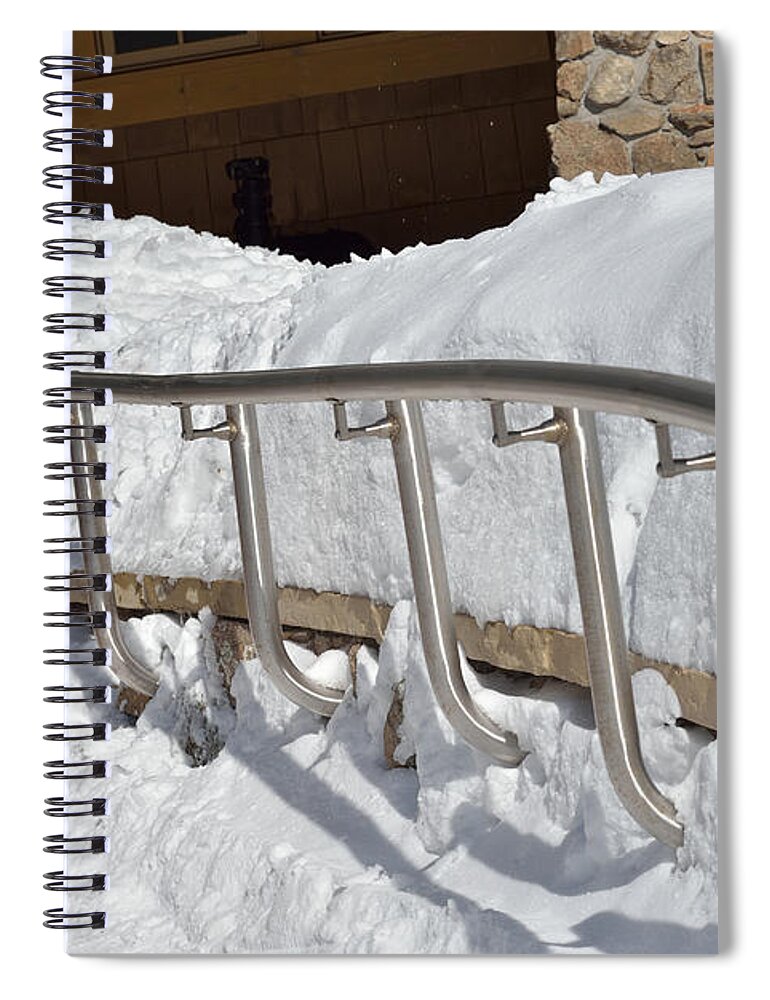 Snow Spiral Notebook featuring the photograph Steel Hand Rail in Snow by Kae Cheatham
