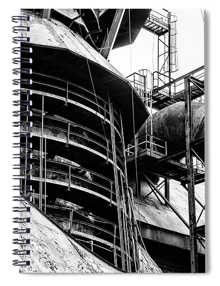 Steel Spiral Notebook featuring the photograph Steel Mill in Black and White - Bethlehem by Bill Cannon