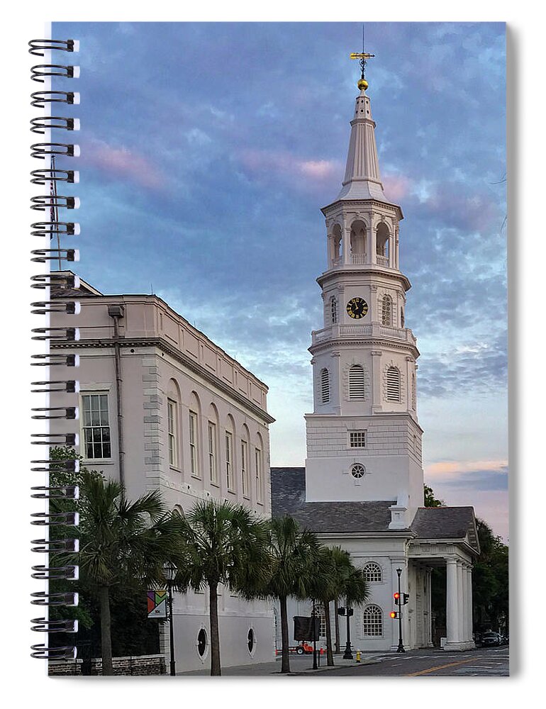 St. Michael's Spiral Notebook featuring the photograph Steeple at Dusk by Patricia Schaefer