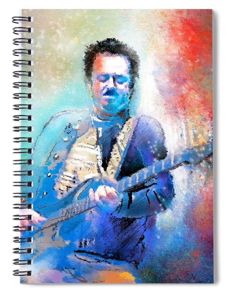 Music Spiral Notebook featuring the painting Steve Lukather 01 by Miki De Goodaboom
