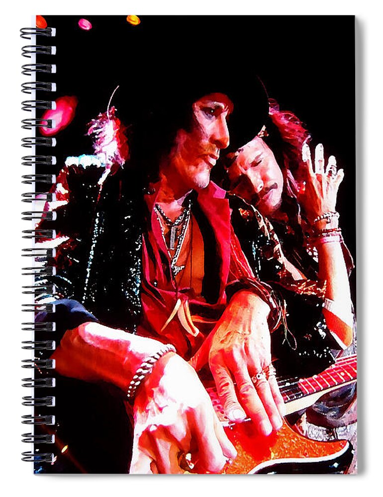 Aerosmith Spiral Notebook featuring the photograph Steven Tyler And Joe Perry by Debbie Oppermann