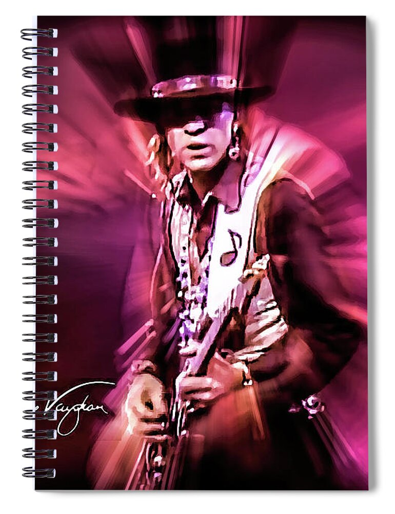Stevie Ray Vaughan Spiral Notebook featuring the digital art Stevie Ray Vaughan - Crossfire by Glenn Feron