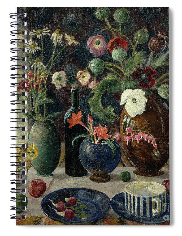 Nikolai Astrup Spiral Notebook featuring the painting Still life by O Vaering