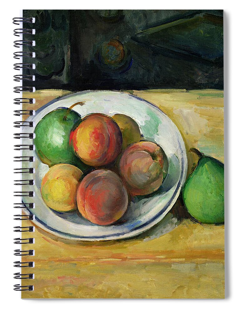 Still Spiral Notebook featuring the painting Still Life with a Peach and Two Green Pears by Paul Cezanne