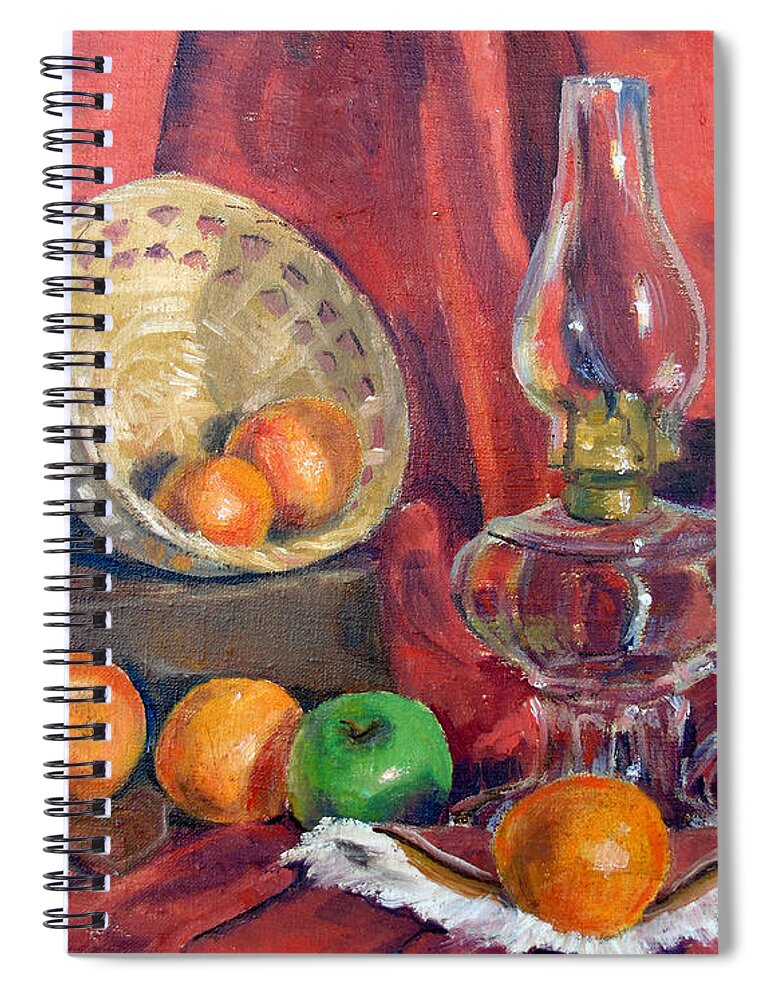 Oil Painting Spiral Notebook featuring the painting Still Life with an Oil Lamp by Susan Lafleur
