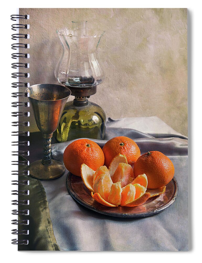 Still Life Spiral Notebook featuring the photograph Still life with fresh tangerines by Jaroslaw Blaminsky