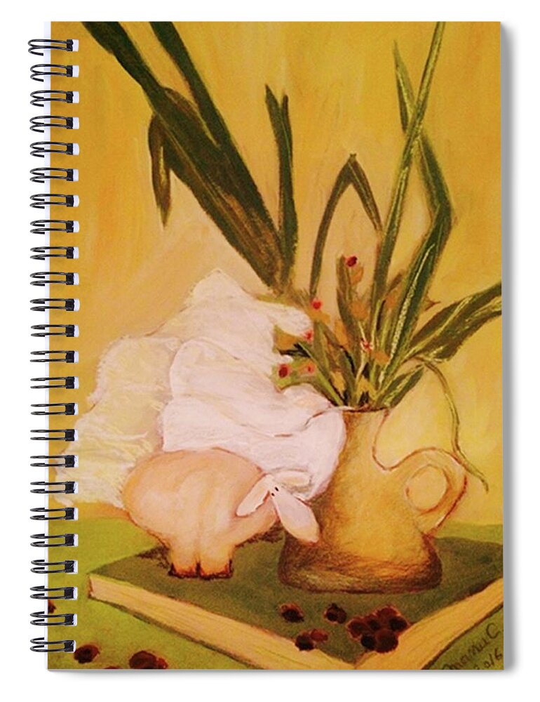 Pastel Spiral Notebook featuring the pastel Still life with funny sheep by Manuela Constantin