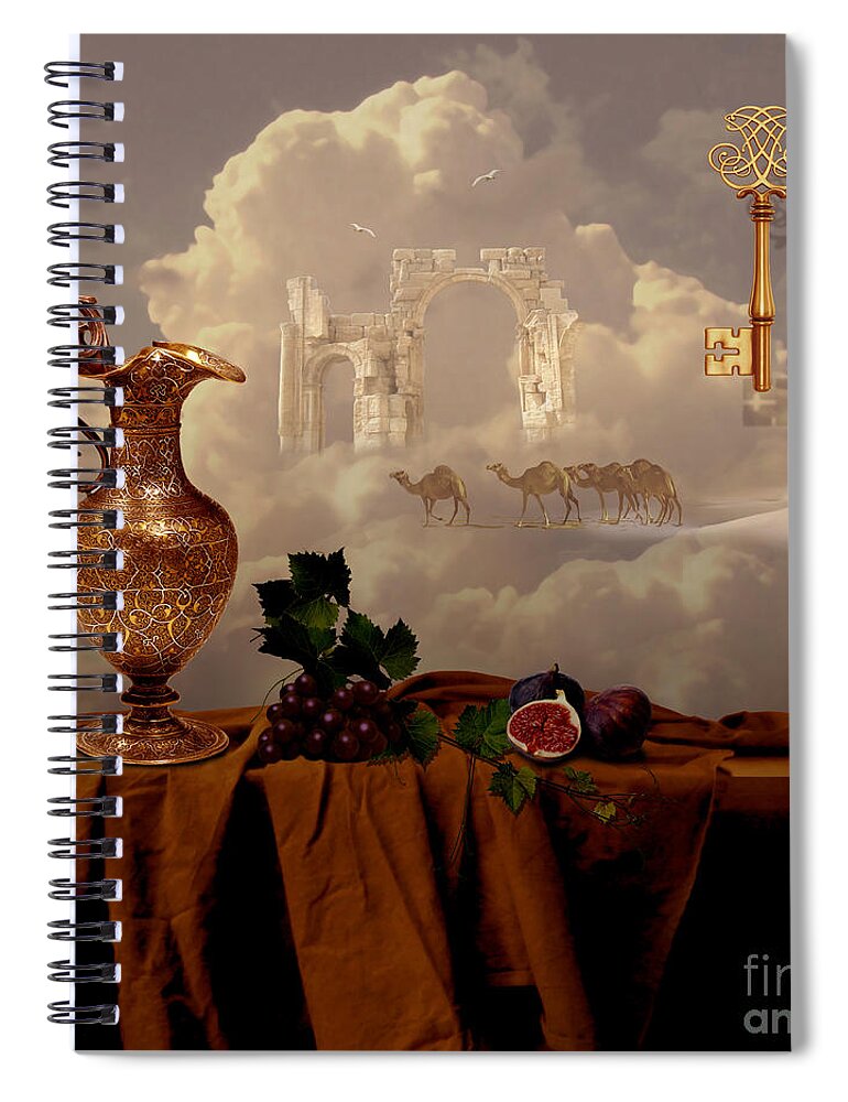 Still Life Spiral Notebook featuring the digital art Still life with gold key by Alexa Szlavics