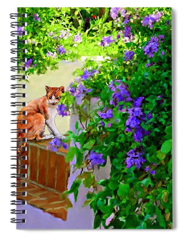 Cats Spiral Notebook featuring the painting Still Waiting by David Van Hulst