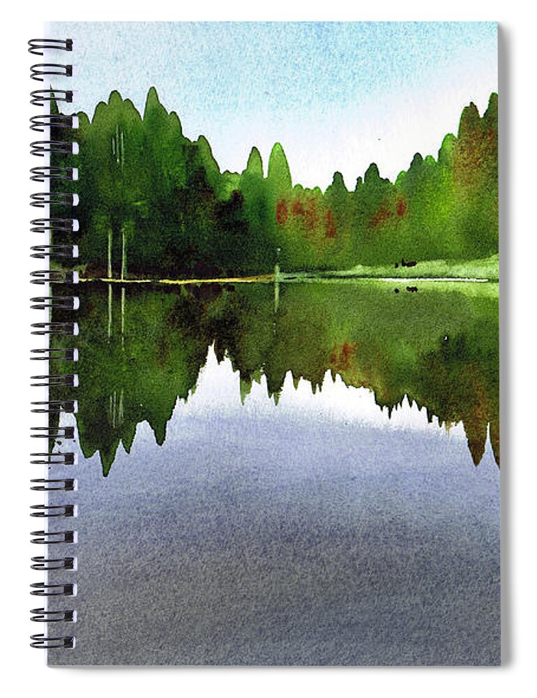 Watercolour Lanndscape Spiral Notebook featuring the painting Still Water Tarn Hows by Paul Dene Marlor