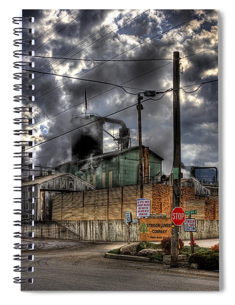 Hdr Spiral Notebook featuring the photograph Stimson Lumber Mill by Lee Santa