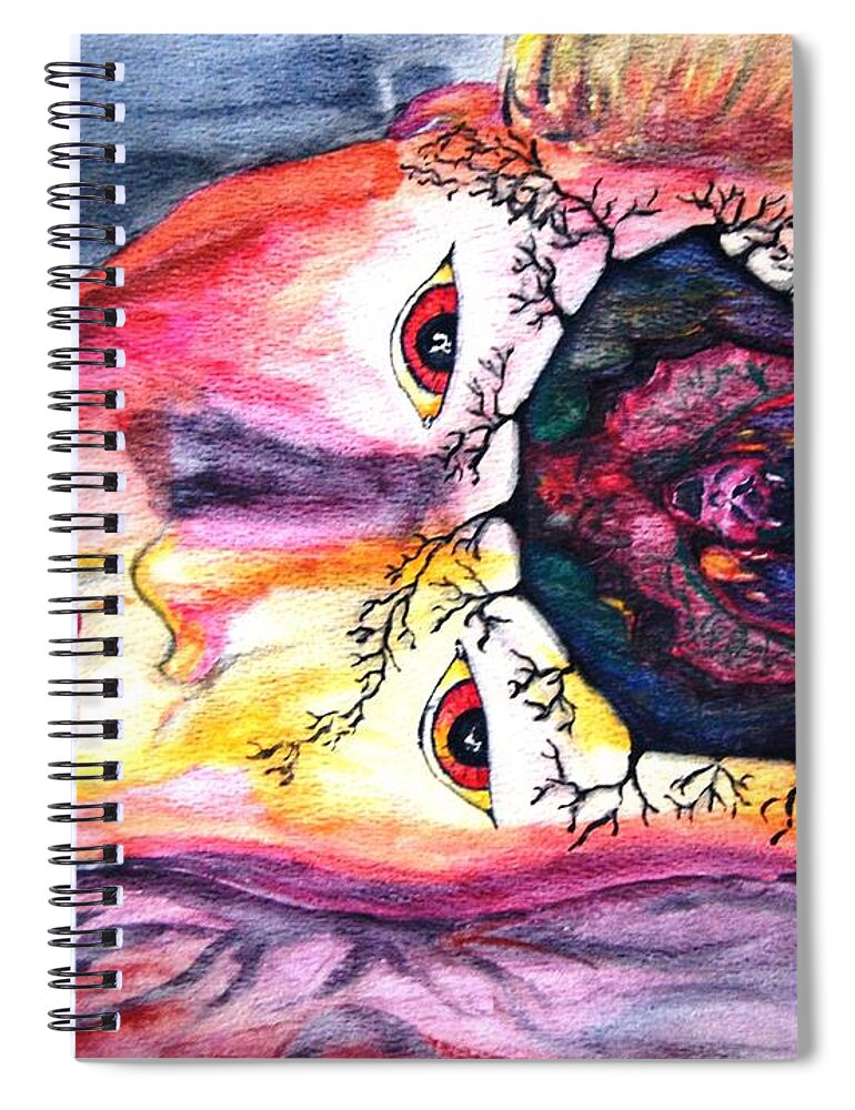 Sting Spiral Notebook featuring the mixed media Sting having a nightmare by Angela Murray