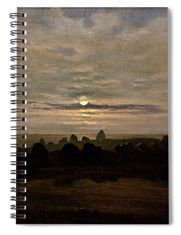 Carl Gustav Carus Spiral Notebook featuring the painting Stone Age Circle at Nobbin - Rugen Island by Carl Gustav Carus