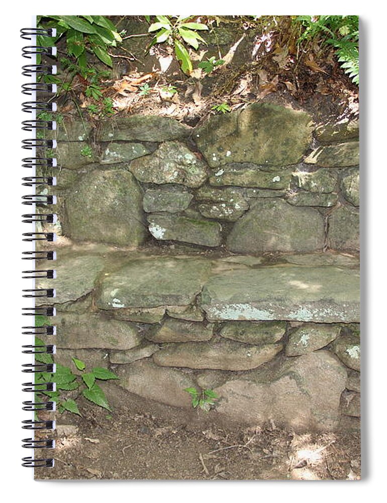 Bench Spiral Notebook featuring the photograph Stone Bench by Allen Nice-Webb