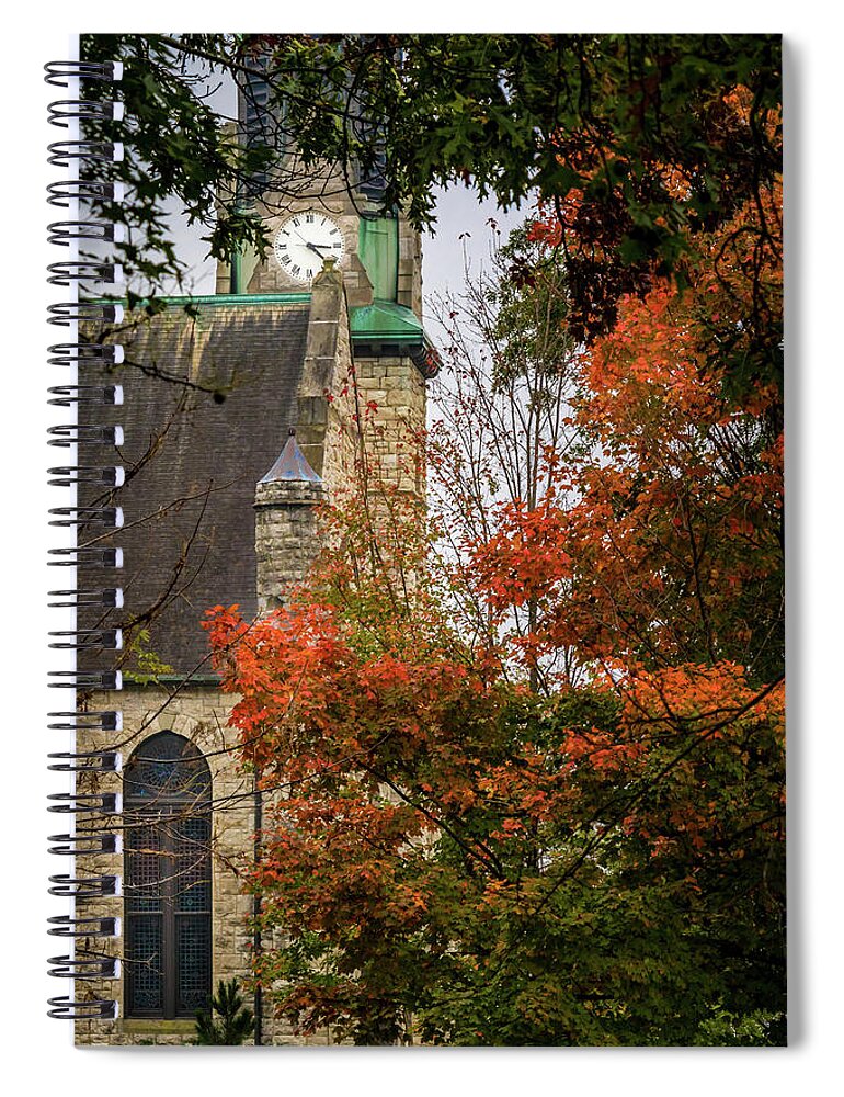 Stone Spiral Notebook featuring the photograph Stone Chapel Fall by Allin Sorenson