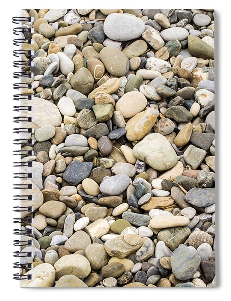 Abstract Spiral Notebook featuring the photograph Stone Pebbles Patterns by John Williams