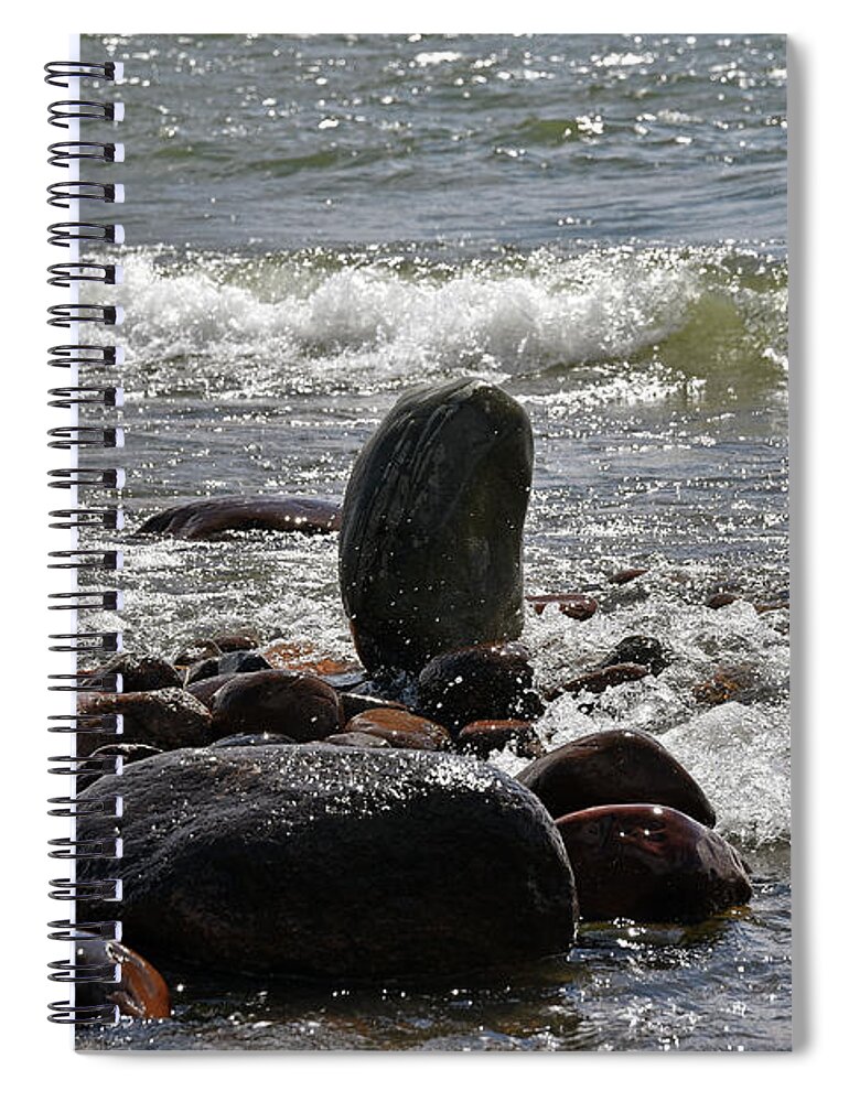 Sweden Spiral Notebook featuring the pyrography Stones by Magnus Haellquist