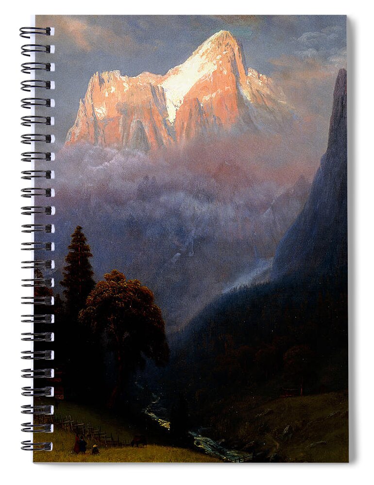 Mountain Spiral Notebook featuring the painting Storm Among the Alps by Albert Bierstadt