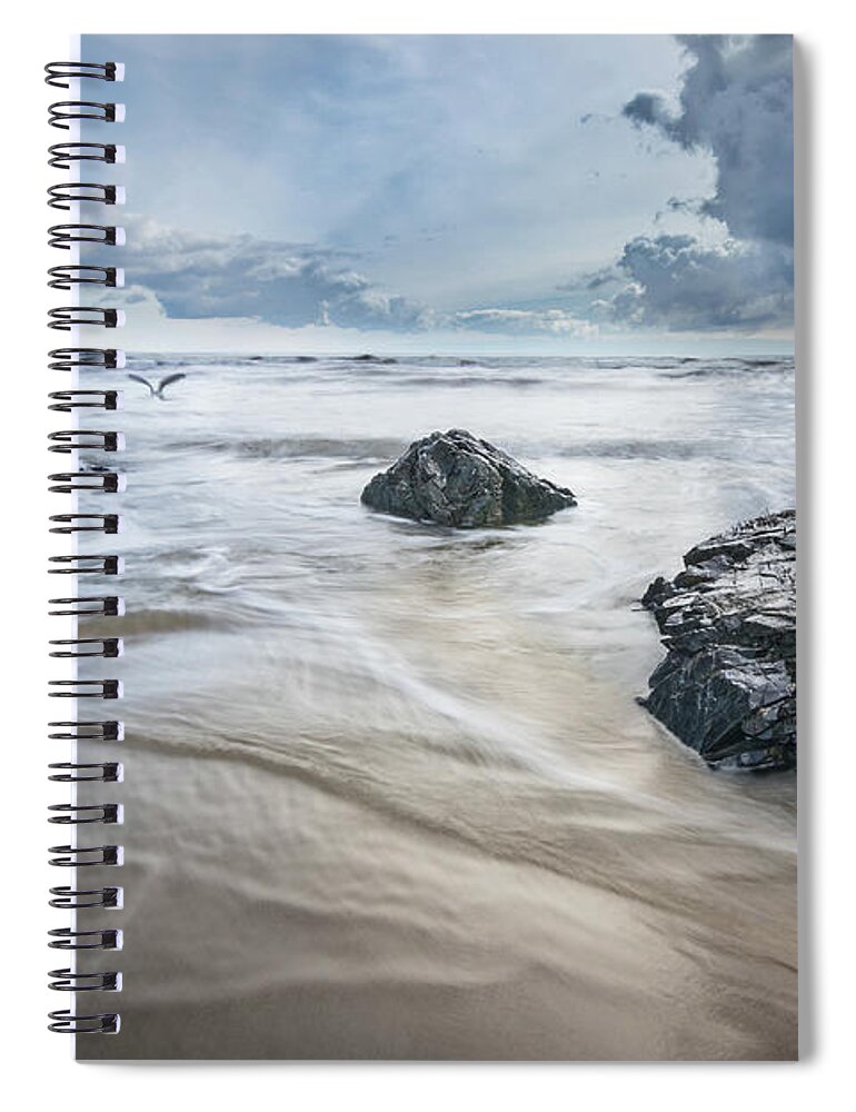 Marginal Way Spiral Notebook featuring the photograph Storm Clouds over Marginal Way by Kristen Wilkinson