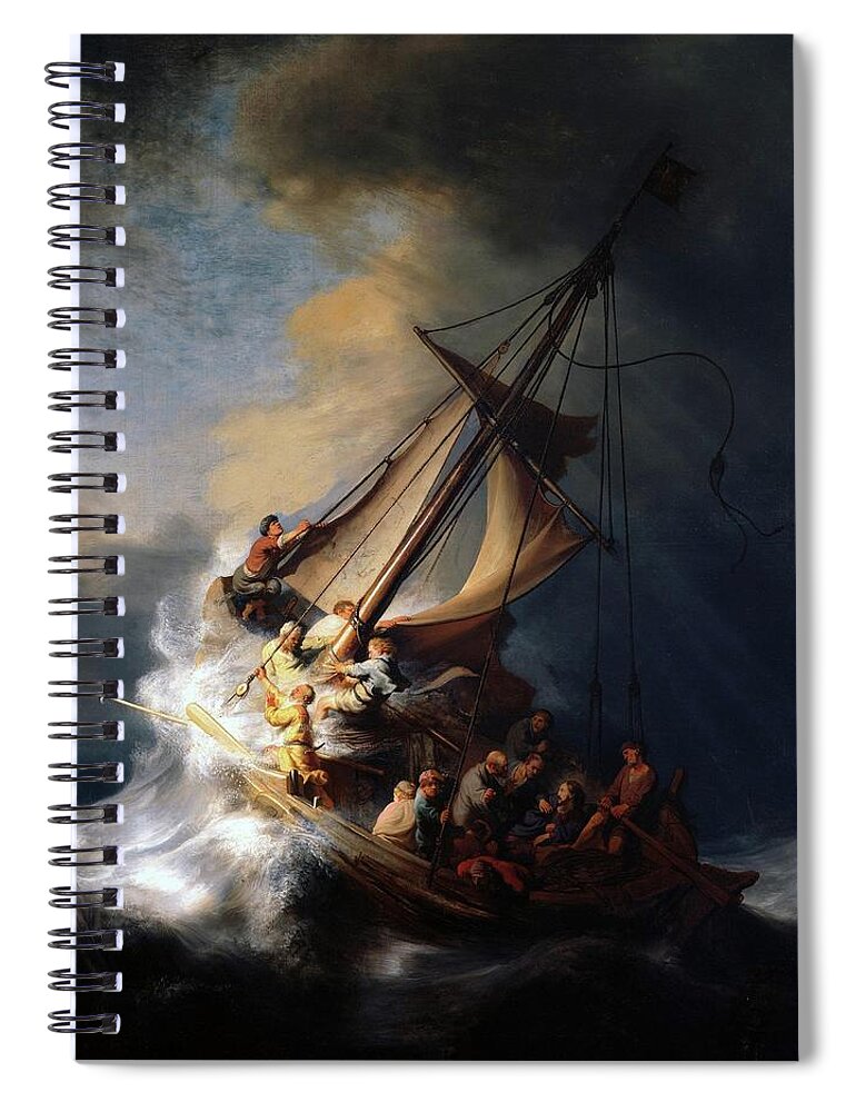 Rembrandt Spiral Notebook featuring the painting Storm on the Sea of Galilee by Rembrandt van Rijn