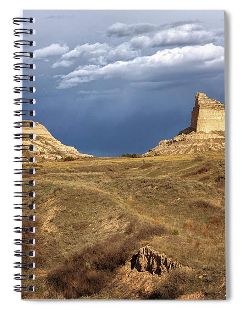 Scotts Bluff Spiral Notebook featuring the photograph Stormy Day at Mitchell Pass by Susan Rissi Tregoning