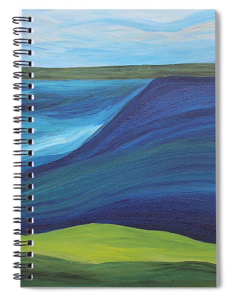 Stormy Lake By Annette M Stevenson Spiral Notebook featuring the painting Stormy Lake by Annette M Stevenson