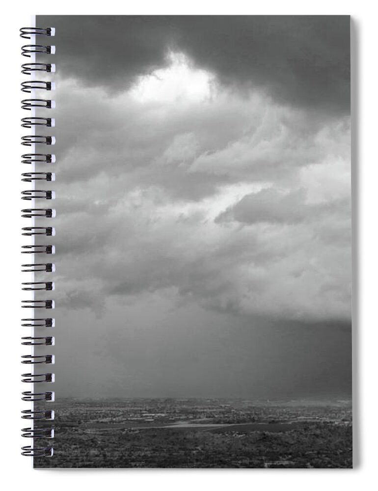 Rain Spiral Notebook featuring the photograph Stormy Phoenix Black and White by Laurel Powell