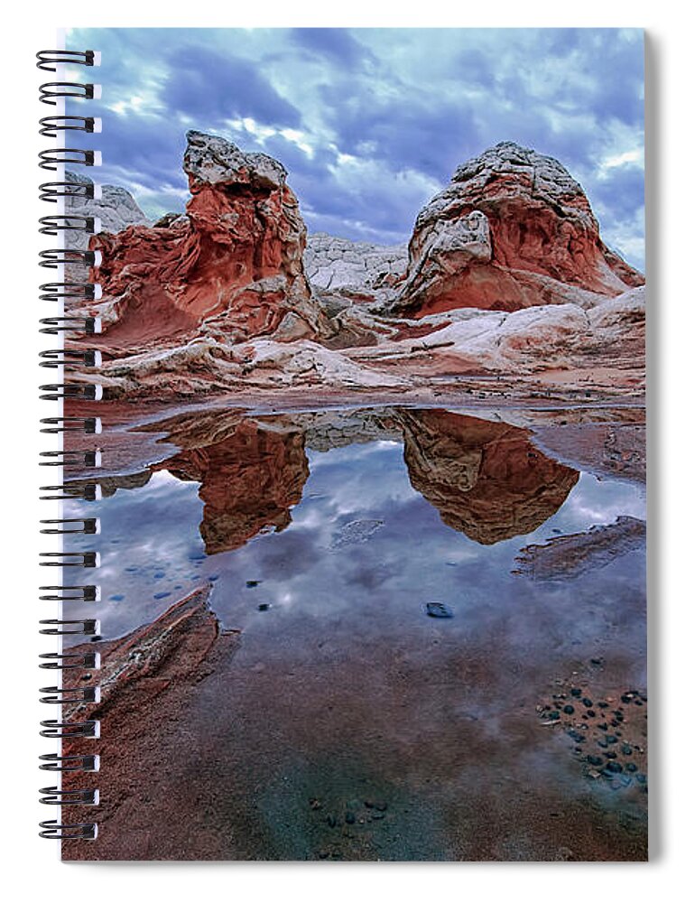White Pocket Spiral Notebook featuring the photograph Stormy Reflection by Ralf Rohner