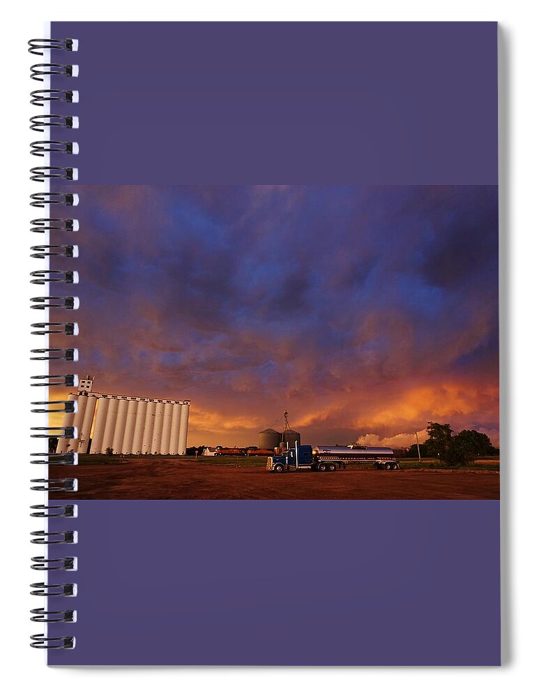 Storm Spiral Notebook featuring the photograph Stormy Sunset in Kansas by Ed Sweeney