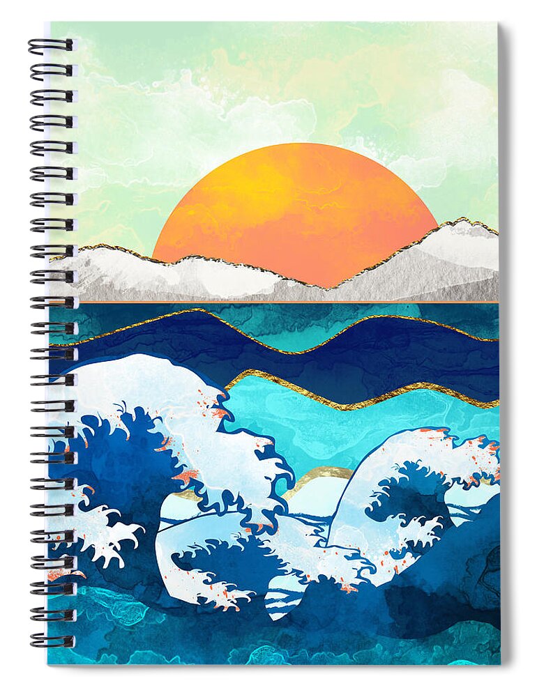 Storm Spiral Notebook featuring the digital art Stormy Waters by Spacefrog Designs