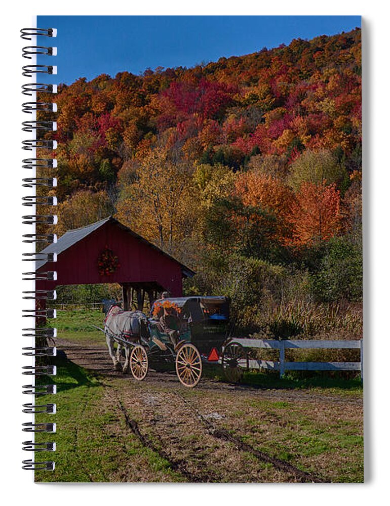#jefffolger Spiral Notebook featuring the photograph Stowe Vermont carriage ride by Jeff Folger
