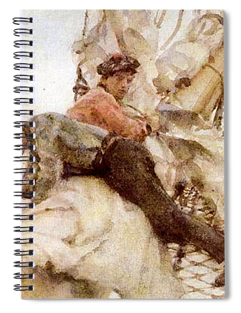 Henry Spiral Notebook featuring the painting Stowing the Headsails by Henry Scott Tuke