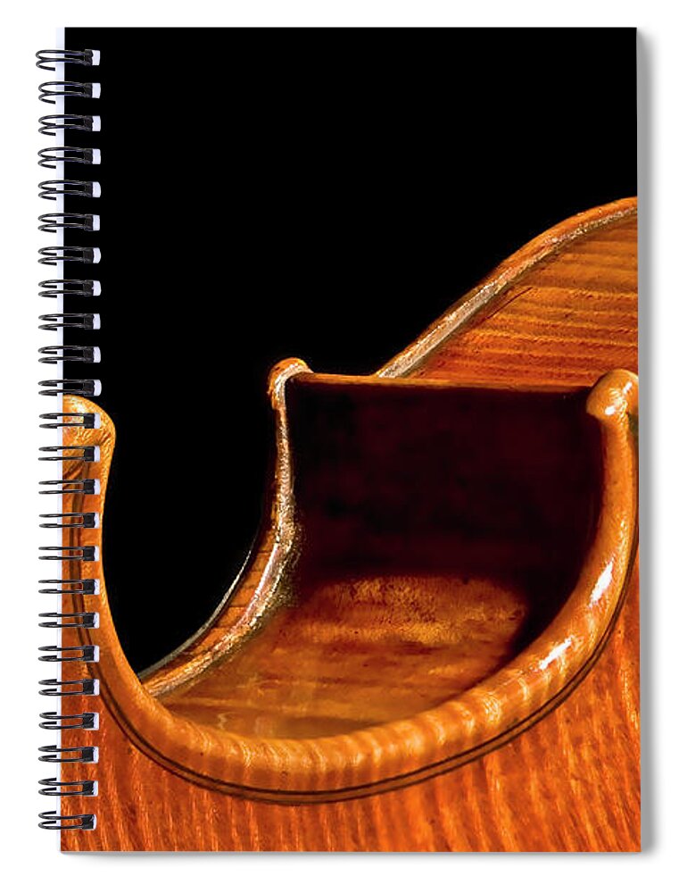 Purfling Spiral Notebook featuring the photograph Stradivarius Back Corner by Endre Balogh